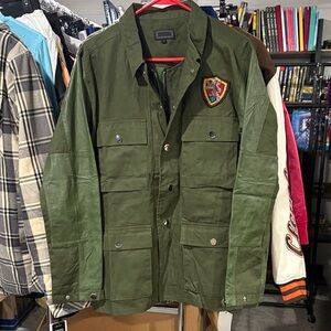 Men's Green Military Field Jacket with Crest